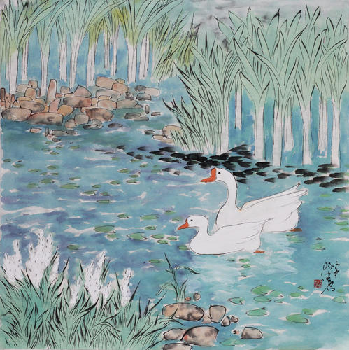 春水双鹅